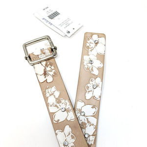 New Nordstrom Rack India Belt Co Womens M/L Natural White Floral Boho Crystal